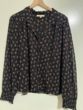 Floral Button-Front Blouse